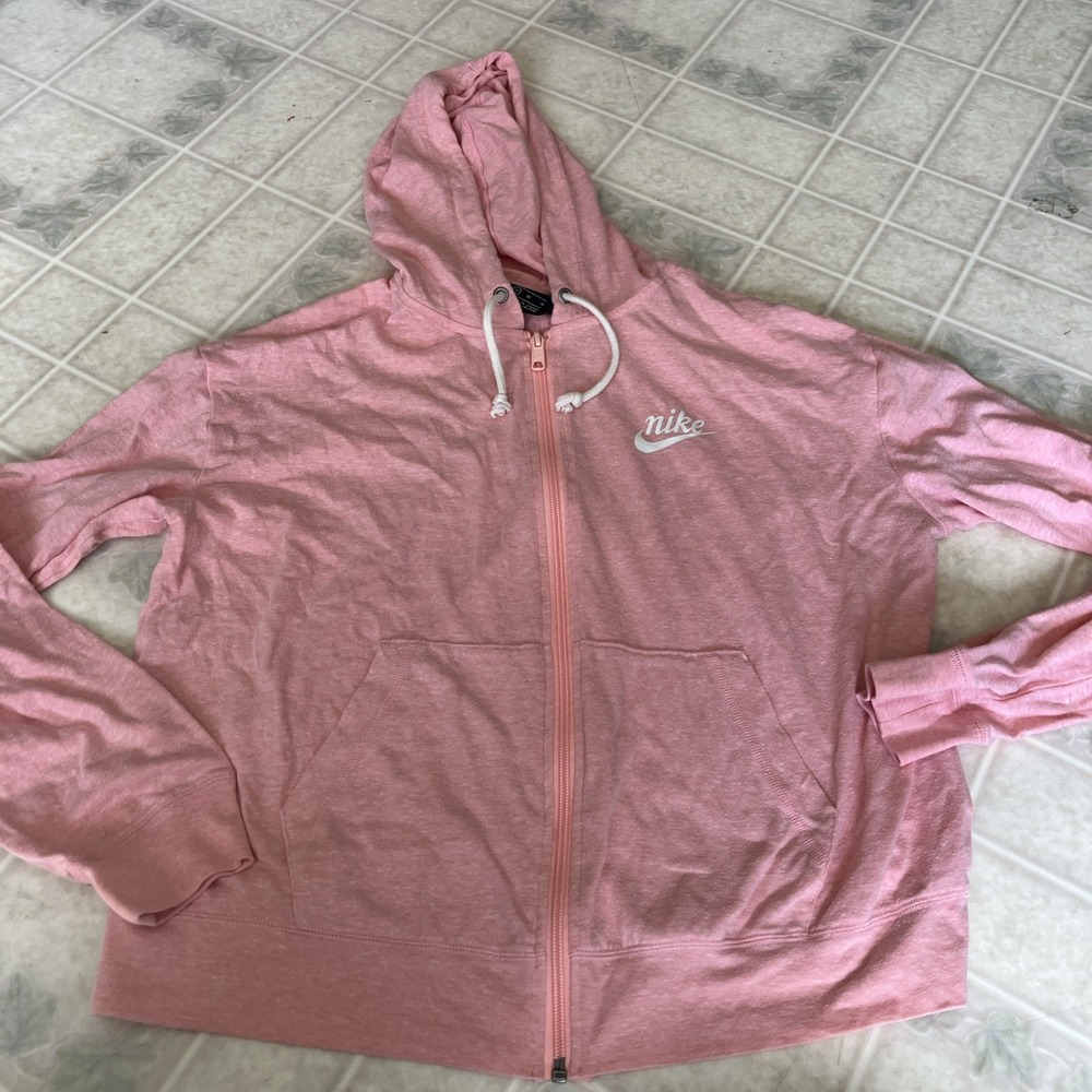 Nike Womens Essential Full Zip Lightweight Hoodie Hooded Sweatshirt Coral Pink